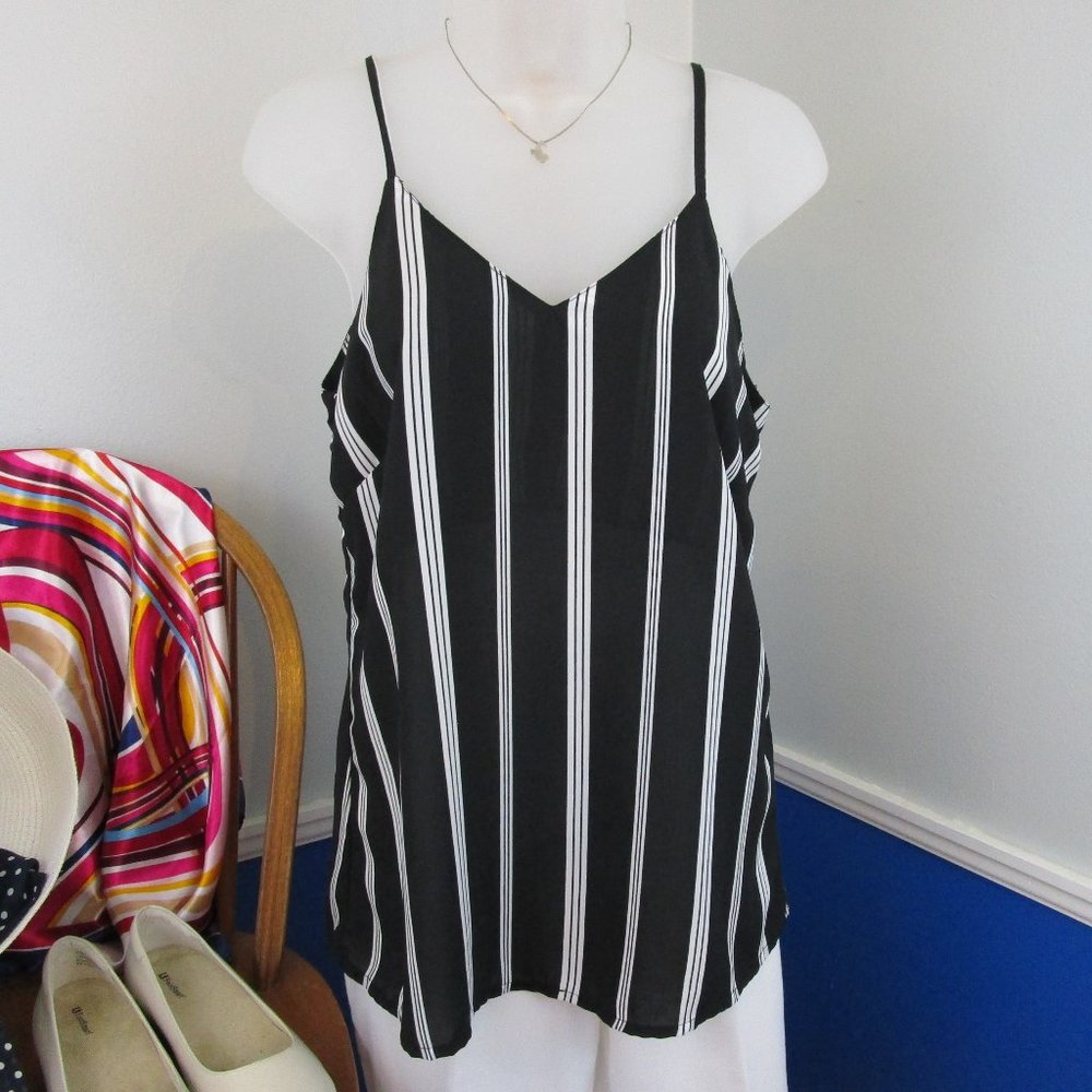 Japna Spaghetti Strap V-Neck Striped Tank Top